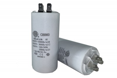 Конденсатор CBB60 45 мкФ 450V, з клемами