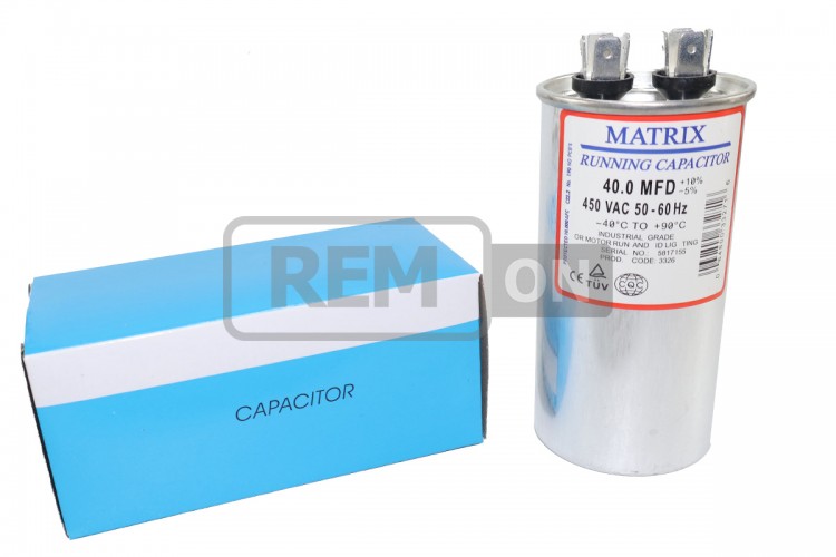 Конденсатор CBB65 40 мкФ 450V, металевий