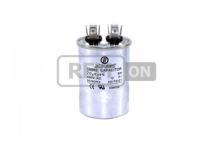 Конденсатор CBB65 20 мкФ 450V, металевий