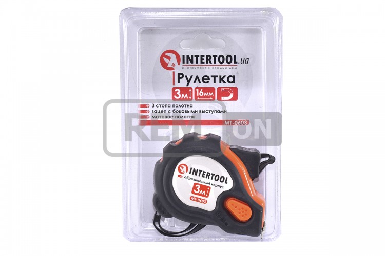 Рулетка Intertool чорна 3 метри